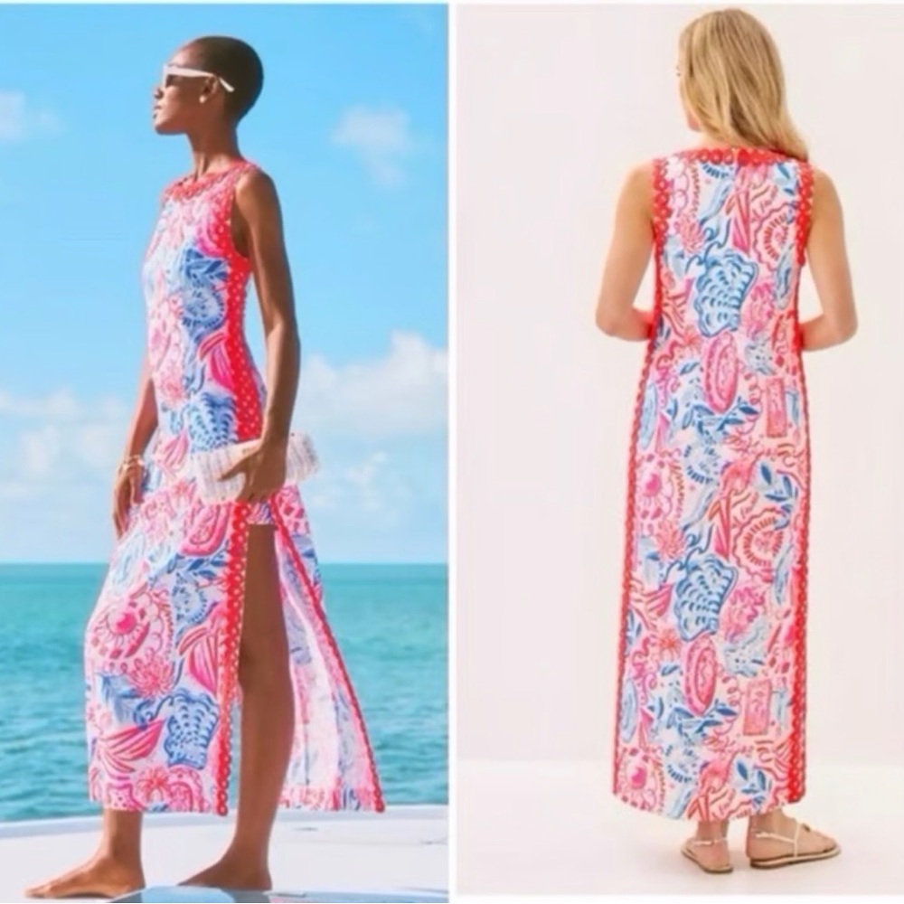New Lilly Pulitzer Sadie Maxi Romper Resort White Sun Sea Sand Size 12